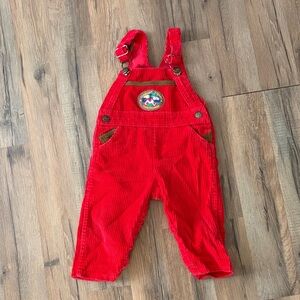 OshKosh B'gosh Bright Red Corduroy Kids Overalls with Patch Detail